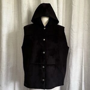 Lauren Ralph Lauren  Black Label Vest Womens Xl Faux Suede Sherpa Lined Hood‎